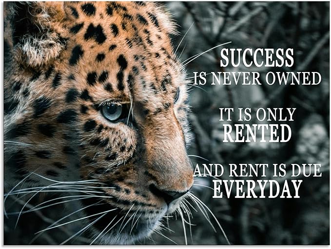 Success Is Rented Inspirational Wall Art Success Entrepreneur Quotes Posters Motivational Wall Decor For Office Living Room Bedroom Office Bathroom Canvas Print Framed Ready to Hang [30" W X 40" H]