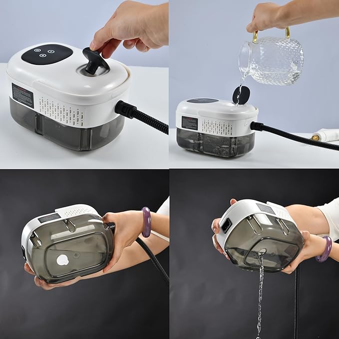 NASAMA Handheld Steam Cleaner,2500W High Temperature Pressurized Steam Cleaner,Portable Steam Cleaning Machine For Home with 5 Brush Heads (white)