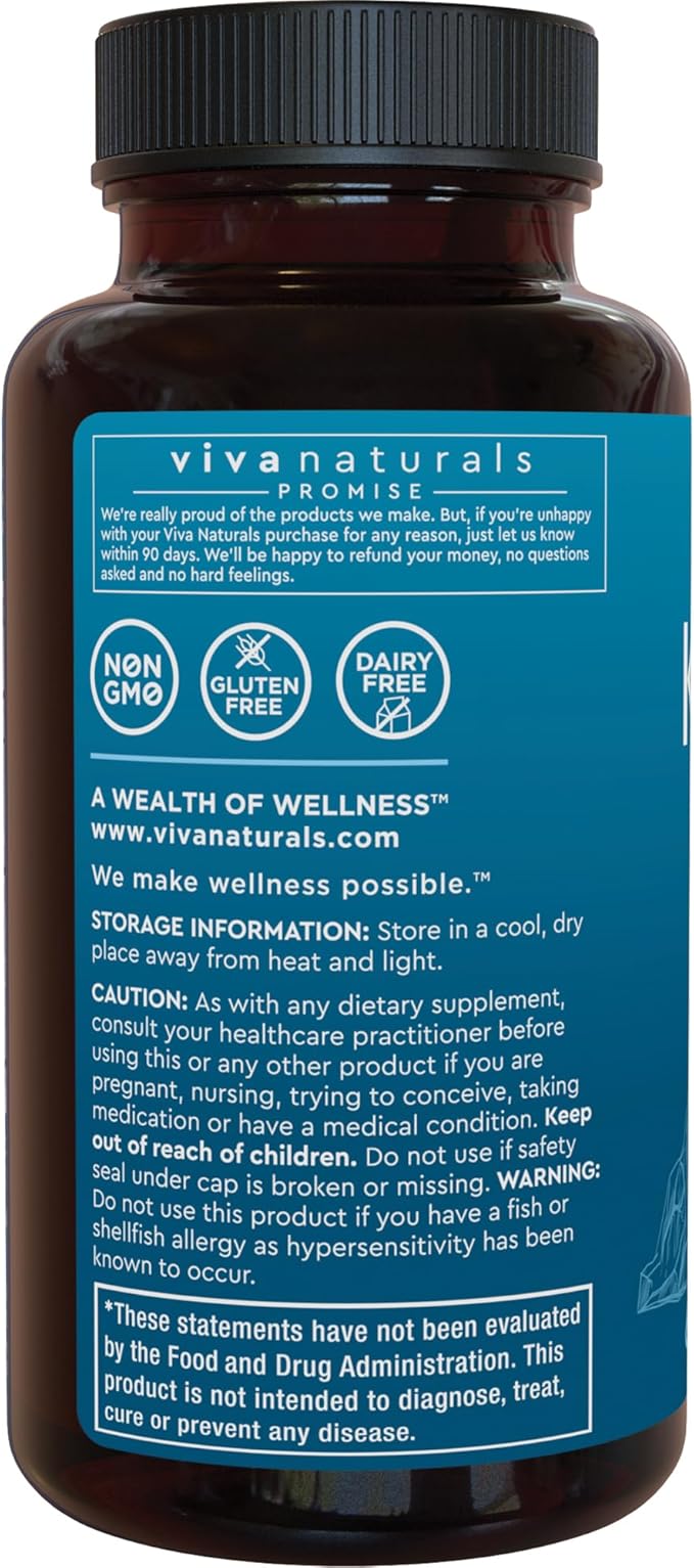 Viva Naturals Antarctic Krill Oil 1250 mg, Omega 3 EPA DHA and Astaxanthin, Joint Support and Brain Supplement with Antioxidant Properties, No Fishy Aftertaste (Pack of 6)