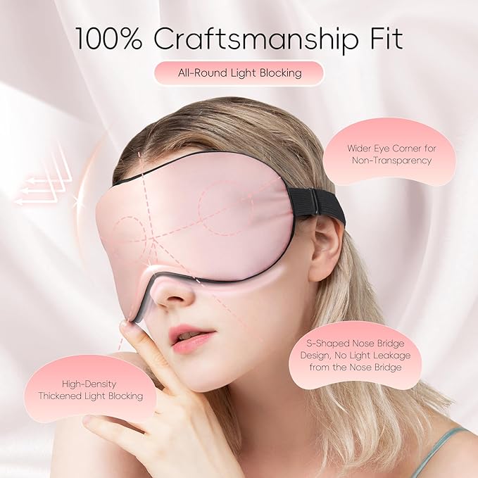 TOPOINT Silk Sleep Mask Light Blocking, 3 in 1 Cooling Heated Eye Mask for Sleeping, Includes Silk Senna Seed and Gel Masks, for Migraine Dry Eye Dark Circles Women Men