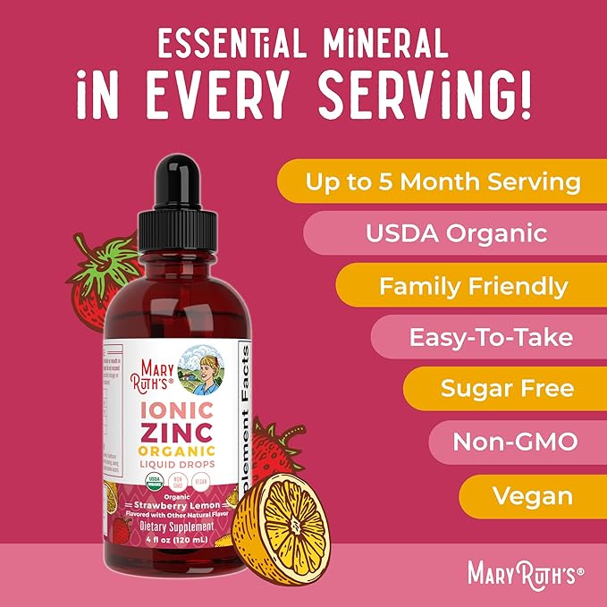 MaryRuth Organics Organic Strawberry Lemon Ionic Zinc, 4 FZ