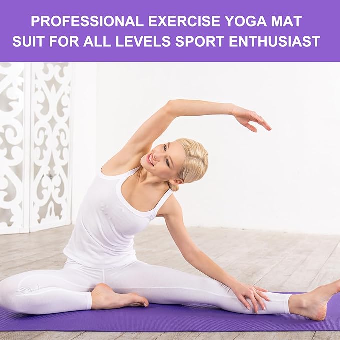 Funtery 24 Pcs 3 mm Thick Yoga Mat Exercise Workout Mat Non Slip Fitness Yoga Pad for Women Gym Home Yoga Pilates