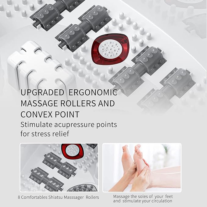 Foot Spa Bath Massager with Heat, Epsom Salt,Bubbles, Vibration and Red Light, Tub for Stress Relief,Foot Soaker, Birthday Gifts for Mom Dad Women Men Her Him