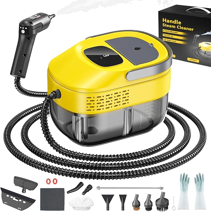 3 Level Adjustable Pressurized Handheld Steam Cleaner for Home, 10s Heat-Up Handheld Steamer for Cleaning, 1.6 Qt Tank Portable Steam Cleaner Handheld for Car,Grout,Tile,Couch,Floor