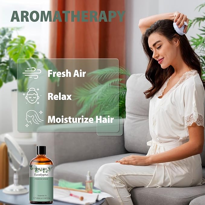 Pure Eucalyptus Essential Oil, 100% Pure Therapeutic Grade Premium Oil for Hair Care, Skin, Aromatherapy 3.38Fl Oz
