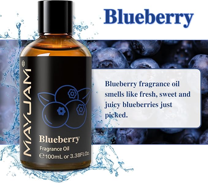 100ML/3.38FL.OZ Blueberry Fragrance Oils with Glass Dropper, Essential Oils for Diffusers for Home, Long Lasting Scented Oils for Diffusers Soap Candle Making