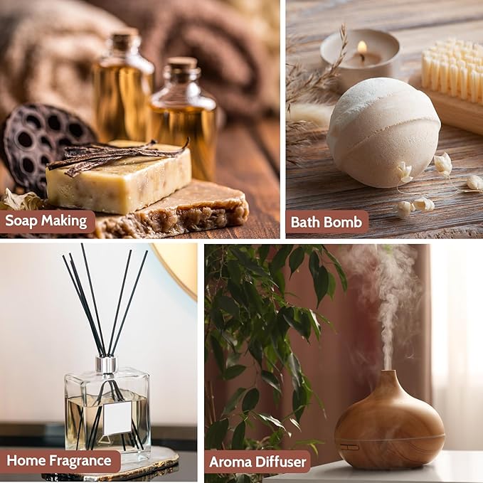 Essential Oils Set, Men Scents Fragrance Oil Essential Oils for Diffuser - Sandalwood, Teakwood, Sweet Tobacco, Cinnamon & Pine Needle, Woody Vetiver, Cologne Aromatherapy Oils for Men, 6x10ml