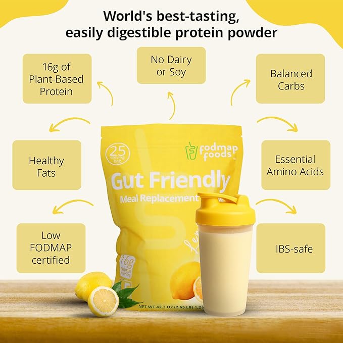 Certified Protein Shake Powder Meal Replacement – Gut Friendly 16g Plant Based Protein, Low Fermentation, Gluten-Free High Protein Meal Replacement Shake Powder | 25 Servings 44.1oz
