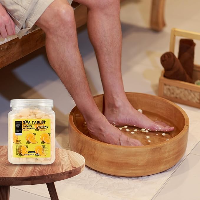 Foot Spa Soak Tablets for Calluses,Foot Pedicure Soak,Natural & Refreshing,Relieve Fatigue,Soothe & Protect Feet,Lemon Scent,350-Count
