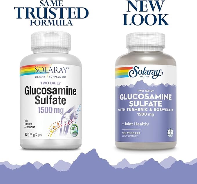 SOLARAY Glucosamine Sulfate 1500 mg, 2 Daily | Healthy Joint Support with Turmeric & Boswellia (60 Serv, 120 CT)