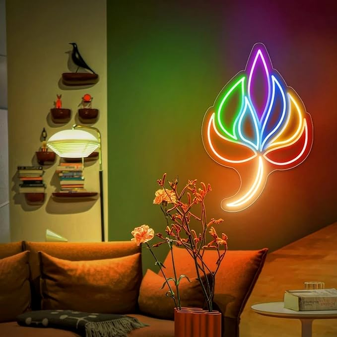 Seven Charka leaf neon sign,Charkas neon sign,Chakra Symbols Neon, Yoga neon, Mandala neon, Meditation sign, Peaceful Sign, Psychic Chakras Healing Exercise, Yoga Studio, Storefront, Meditation