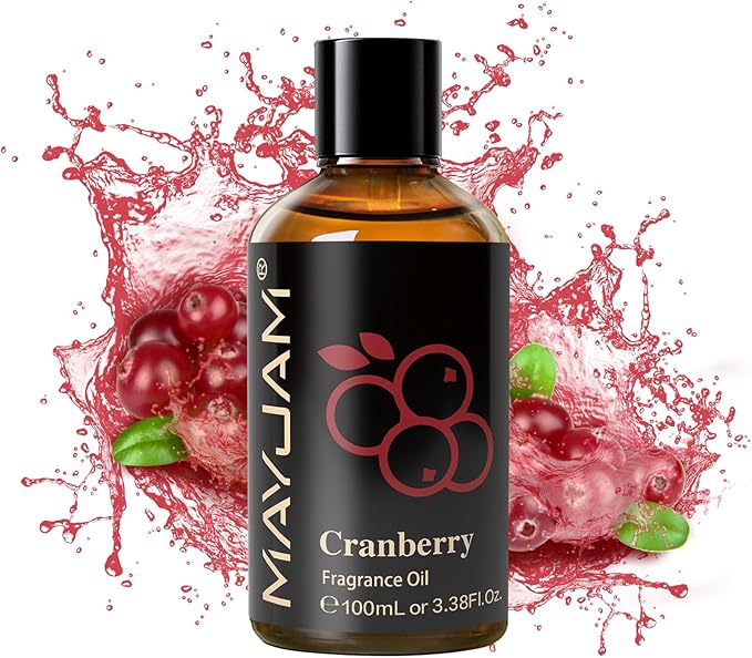 100ML/3.38FL.OZ Cranberry Fragrance Oils with Glass Dropper, Essential Oils for Diffusers for Home, Long Lasting Scented Oils for Diffusers Soap Candle Making