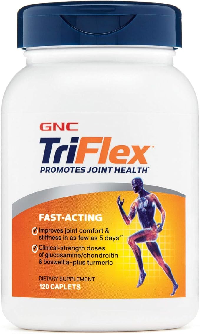 GNC TriFlex Fast-Acting, Improves Joint Comfort and Stiffness, Clinical Strength Doses of Glucosamine/Chondroitin and Boswellia- Plus Turmeric, 120 Caplets