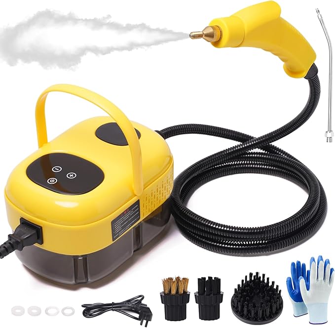 2500W Portable Steam Cleaner, Steam Shot Cleaner Handheld Steamer for Car Detailing, High Heat Cleaning Machine with Brush Heads for Bed Bugs Couch Furniture Kitchen Bathroom Grout and Tile