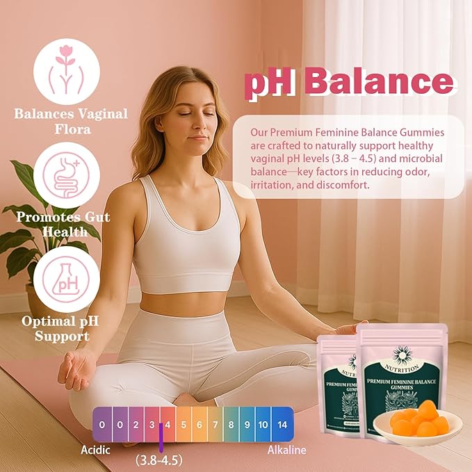Feminine Balance Gummies – Daily pH Balance & Vaginal Health Support, Probiotics for Womens Odor & Confidence Pineapple Flavor Vegan & Sugar-Free (30-Day Supply)
