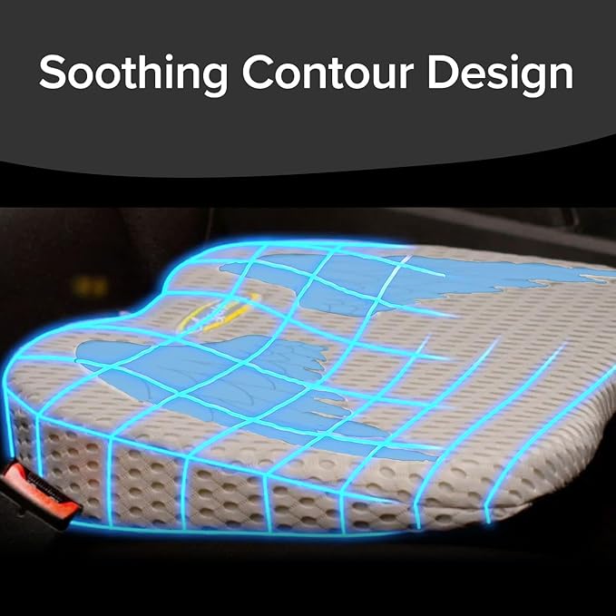 Extra Thick, Ultra-Comfy Edition Auto Cushion w/Memory Foam, AS-SEEN-ON-TV, Lumbar Support Helps Relieve Pressure, Molds to Anyone, Washable Cover, Drive in Heavenly Comfort, Any Vehicle