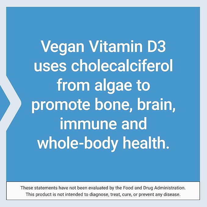 Life Extension Vegan Vitamin D3, Joint/Bone Health, Immune Support, Non-GMO, Gluten Free, 60 Count