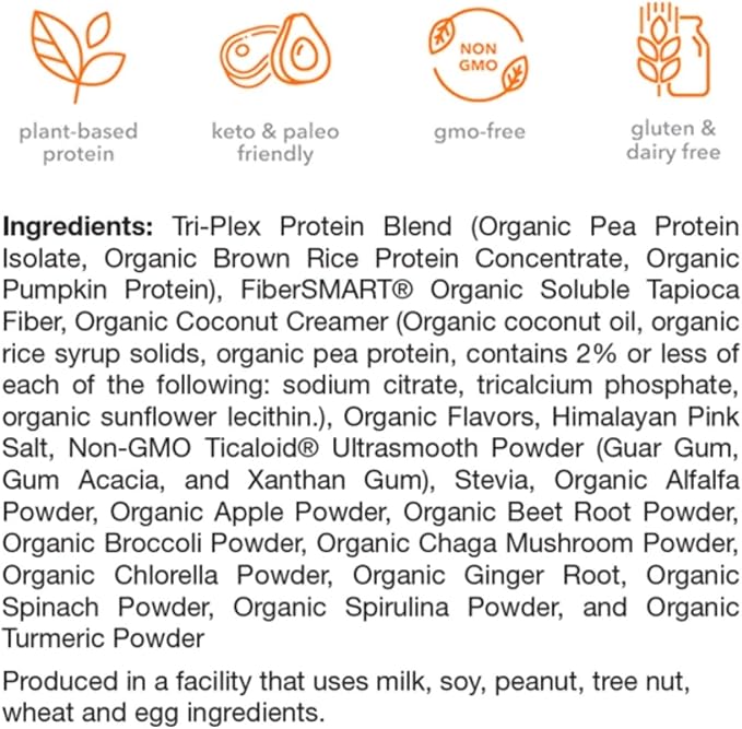 310 Nutrition Organic All-In-One Meal Replacement Shake Powder - Plant-Based Protein Smoothie Blend w/Fiber, Probiotics & Adaptogens - Low Carb, Vegan, Keto & Paleo - Salted Caramel - 28 Servings