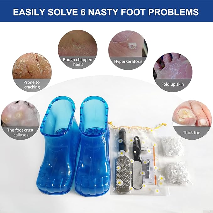 Foot Bath Soak Tub Shoes of Water Saving, A Pair of Portable Spa Soak for Foot Care, Milk Bath Wash, Foot Massager Spa for Women and Men, Water Saving Toenail Soaking Bowl(Large, Blue,2PCS)