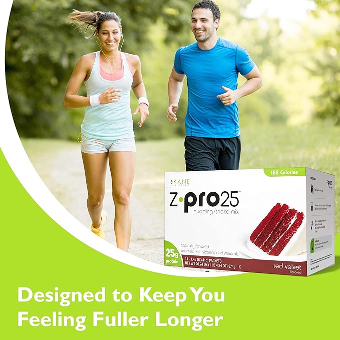 Z-Pro Red Velvet Protein Drink Mix - High Protein, Low Calorie Low Fat Shake and Pudding Mix - Meal Replacement, On-The-Go Packets - Breakfast Boost - 25g Protein - 14 Packets