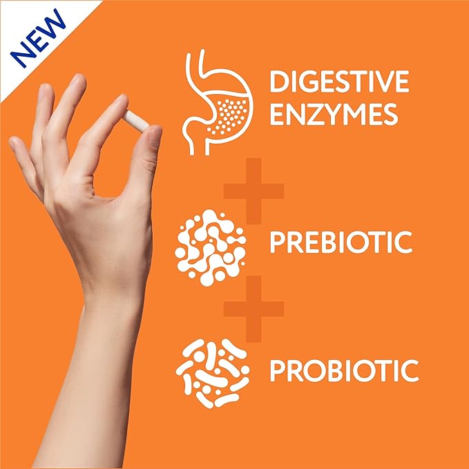 Florajen Digestive Enzymes with Probiotics & Prebiotics - Triple-Action Formula for Gut Health, Bloating, & Gas Relief - Supports Gluten & Dairy Digestion - Clean, Non-GMO - 30-Count