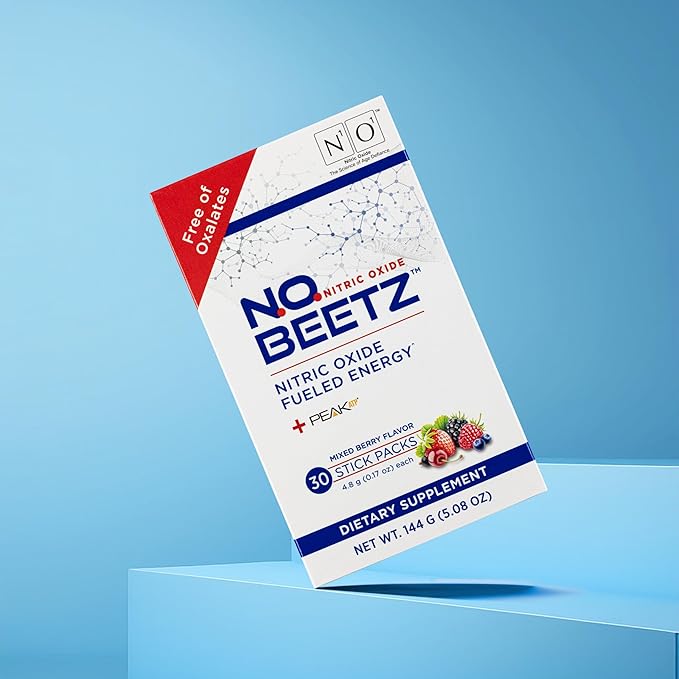 N.O. Beetz Nitric Oxide Supplement for Pre-Workout & Endurance | Beetroot, Peak ATP & Electrolytes for Energy & Hydration | Boosts Blood Flow & Muscle Recovery | No Mess, 30 Servings