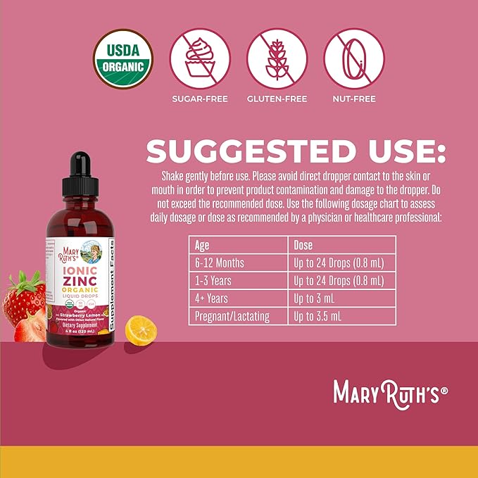 MaryRuth Organics Organic Strawberry Lemon Ionic Zinc, 4 FZ