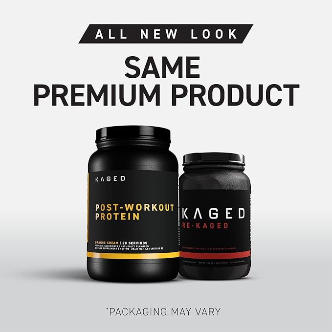 Kaged Post Workout Protein Powder | Re-Kaged | 28g Whey Protein with Creatine, Glutamine & Betaine for Muscle Growth & Recovery | Low Sugar | 20 Servings | Orange Cream