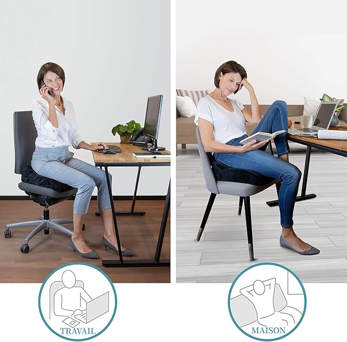 Orthopedic Booster Seat Cushion - 18 x 13 x 3.1 Plush Memory Foam Raiser Chair Cushions for Height Boost, Travel and Work - Padded Foam Support Pillow for Office, Car, Home and Wheelchair