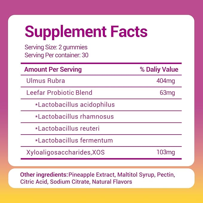 Her Juicy Women's Probiotic Gummies: Supports Women’s Wellness & pH Balance, Clean Vegan, Pineapple Flavor, Prebiotics & Lactobacillus Blend, with Slippery Elm, Gut Health & Immune Defense, 60 Gummies