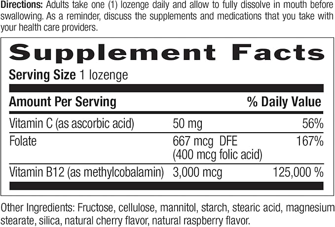 Country Life Methyl B-12 3000 mcg Lozenges, Vegan, Methylcobalamin for Energy and, Easily Absorbed, B12 Vitamin, Supports Energy Levels, Stamina & Metabolism, 50 Count