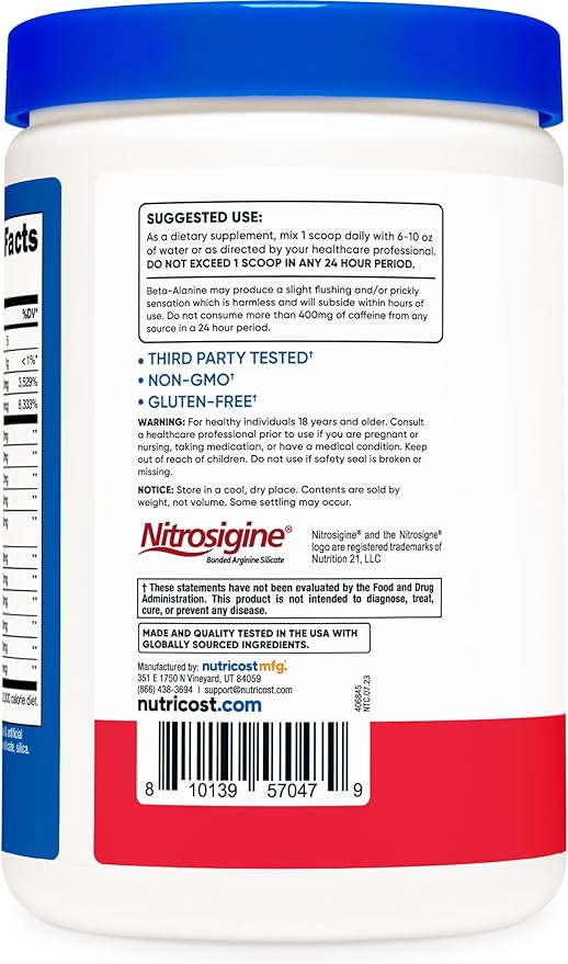 Nutricost Pre-C Pre-Workout Complex with Creatine (Fruit Punch | 30 Servings) Powder - Boost Fintess Routines, 453g