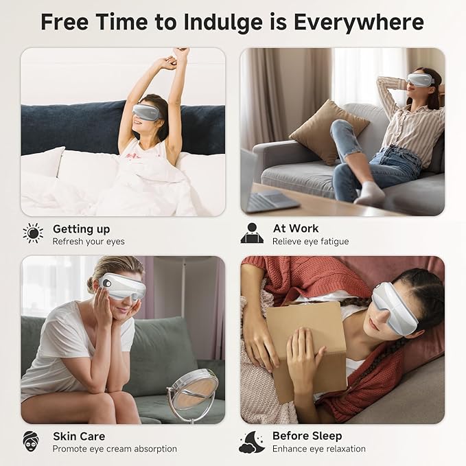 Eye Massager with Heat, Portable Eye Mask Massager for Relaxation, Stress Relief, and Tension Reduction, Ideal for Dry Eyes, Headaches, and Fatigue Relief, Gift Idea for Man & Women