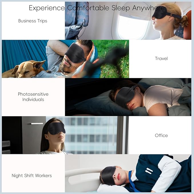 TOPOINT Silk Sleep Mask Light Blocking, 3-in-1 Cooling Heated Eye Mask for Sleeping, Includes Silk Senna Seed and Gel Masks for Women Men Dry Eye Dark Circles
