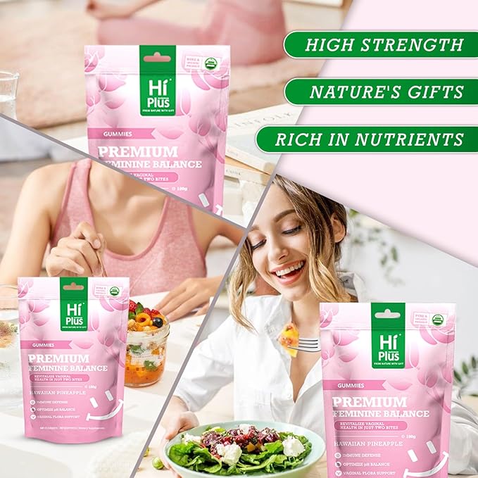Premium Women's Vaginal Probiotics - Immune Health Support, Digestive Health, Vegan, Non-GMO, Gluten-Free, PH-Balanced Hawaiian Pineapple Flavored Gummies, 60 Gummies