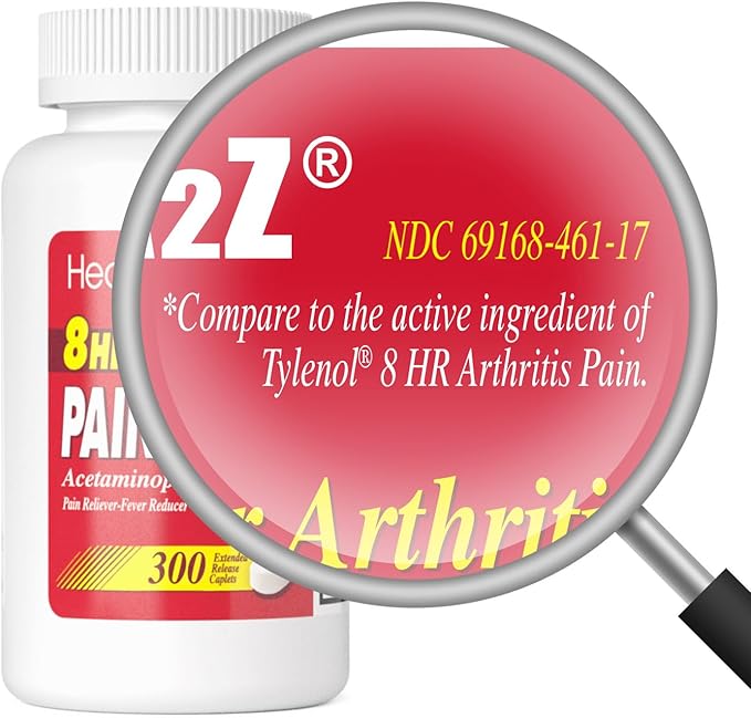 HealthA2Z® Pain Relief Extended Release | Acetaminophen 650mg | 8 Hours | Arthiritis Pain | Pain Reliever - Fever Reducer | Contains no Aspirin (300 Count)
