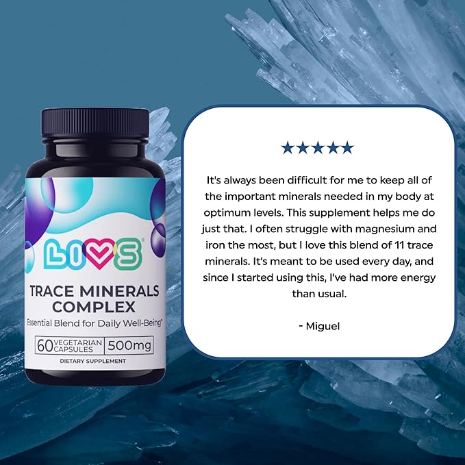 Trace Mineral Complex – 500mg Vegetarian Capsules | 11 Essential Trace Minerals for Immune, Cellular & Electrolyte Support | Daily Magnesium Supplement with Zinc, Potassium, Calcium – 120 Count
