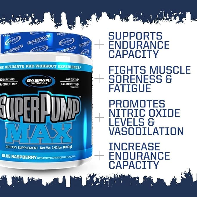 Gaspari Nutrition SuperPump MAX, The Ultimate Pre Workout Powder, Sustained Energy Preworkout, Nitric Oxide Booster, Muscle Growth, Recovery & Replenishes Electrolytes (40 Servings, Fruit Punch)