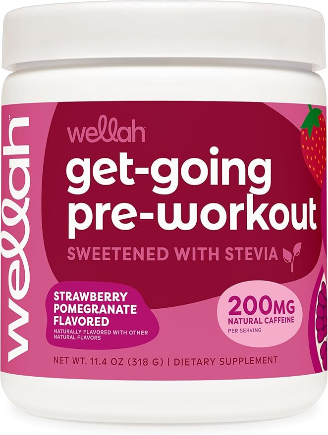 Wellah Get-Going Pre-Workout Drink Mix (Strawberry Pomegranate Flavored, 30 Servings)