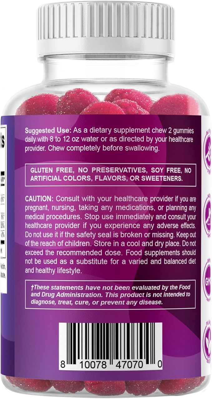 Vitamatic Biotin Gummies 10,000 mcg for Stronger Hair, Skin & Nails - 60 Vegan Gummies - Also Called Vitamin B7 (2 Bottles)