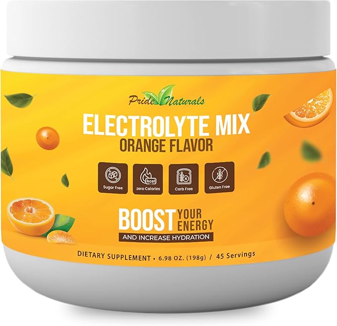 Electrolyte Powder - Refreshing Workout Recovery Electrolytes, Sugar Free, Gluten Free & Vegan, Pure Keto & Paleo Hydration Beverage, Immune Boosting Vitamins (198 Grams, Orange)