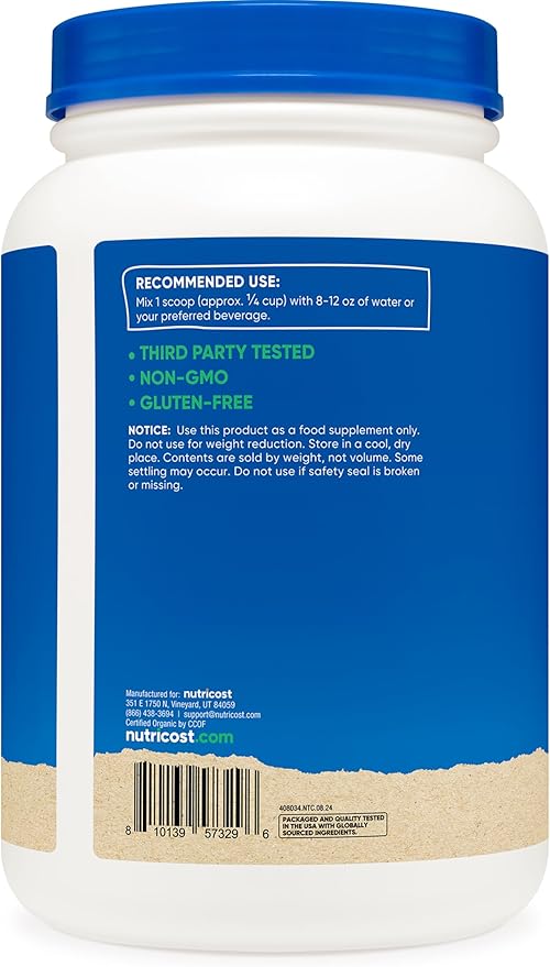 Nutricost Organic Rice Protein Powder (2 LB) - Gluten-Free, Non-GMO (from Brown Rice)