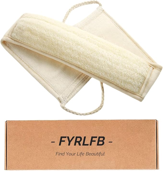 Natural Loofah Exfoliating Body Scrubber for Men and Women, Loofah with Handle, Exfoliating Back Scrubber for Shower Set, Luffa Sponge to Clean & Relax Your Body Deeply (1 Pack)