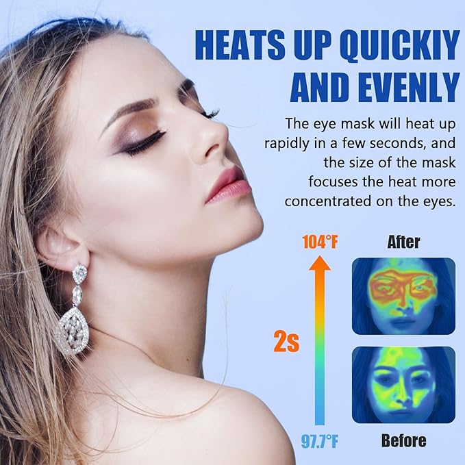 Heated Eye Mask, Washable Dry Eye Mask Heat Eye Compress with Flaxseed, Warm Eye Compress Heating Pad with Temperature Timer Control for Sleep, Blepharitis, Dark Circles, MGD, Puffy Eyes (Deep Blue)