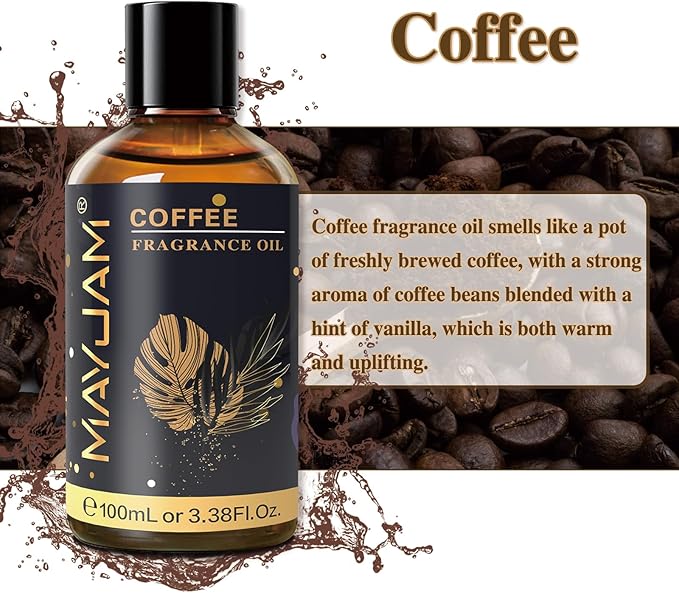 100ML/3.38FL.OZ Coffee Fragrance Oils with Glass Dropper, Essential Oils for Diffusers for Home, Long Lasting Scented Oils for Diffusers Soap Candle Making