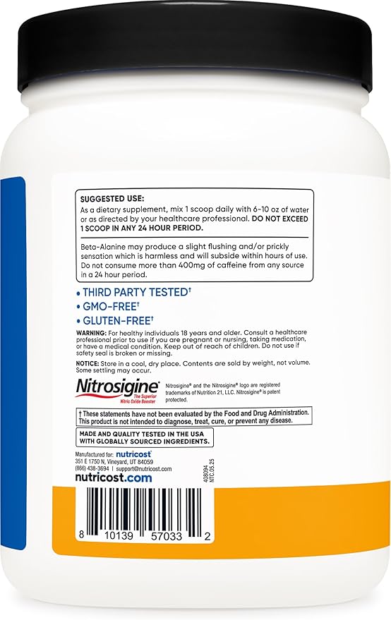 Nutricost Pre-Workout Complex Powder (60 Servings, Peach Mango) - Pre-Workout Supplement with Beta-Alanine, Taurine & Amino Acids