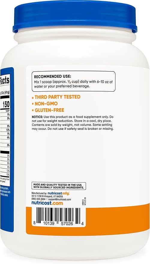 Nutricost Grass-Fed Whey Protein Isolate (Chocolate Peanut Butter) 2LBS - Non-GMO, Gluten Free, Natural Flavors
