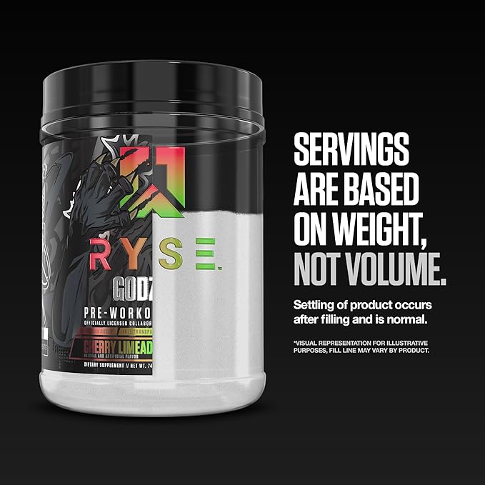 RYSE Godzilla X Noel Deyzel Pre Workout Powder - Cherry Limeade - 400mg Caffeine, High Stim Pre-Workout for Men & Women with Citrulline & Beta Alanine - Energy, Pump & Focus - 20/40 Servings
