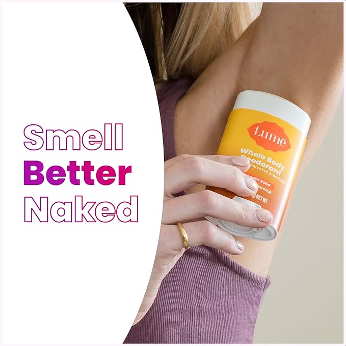 Lume Whole Body Deodorant - Smooth Solid Stick - 72 Hour Odor Control - Aluminum Free, Baking Soda Free and Skin Safe - 2.6 Ounce (Pack of 2) (Toasted Coconut)