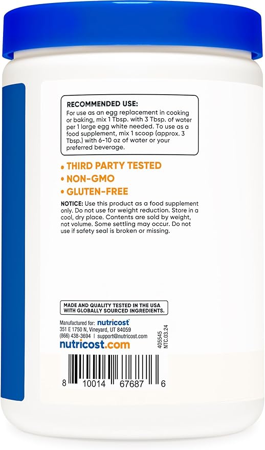 Nutricost Egg White Protein Powder 8oz (Unflavored) - Non-GMO, Gluten Free